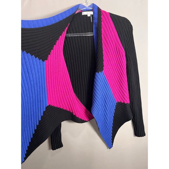 Mona Leah Couture Color Block Sweater Cardigan Winter Medium Paris Minimalist - Picture 8 of 10